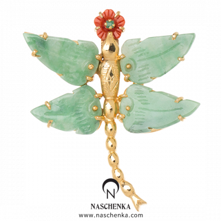 Dragonfly jade brooch