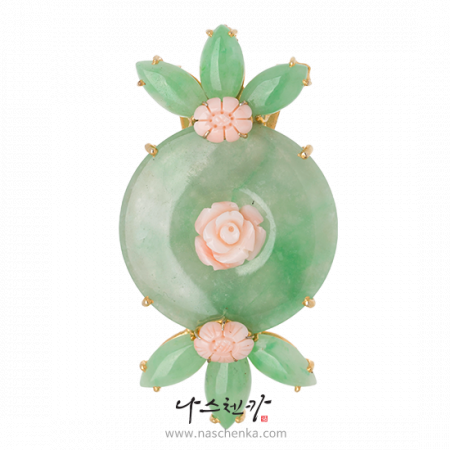Jade coral brooch