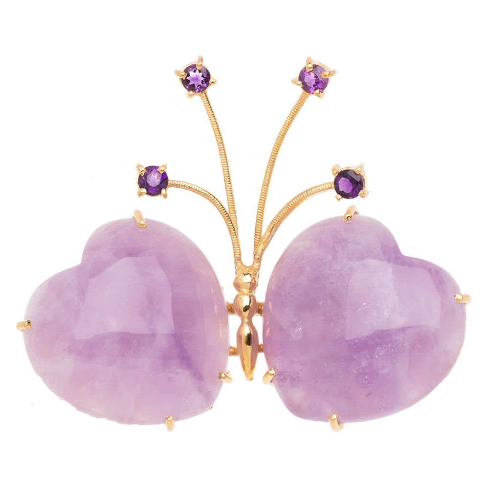 Butterfly amethyst gemstone brooch