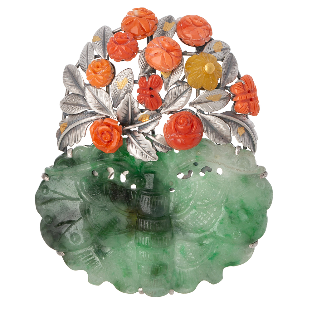 Butterfly jade coral brooch No. 4
