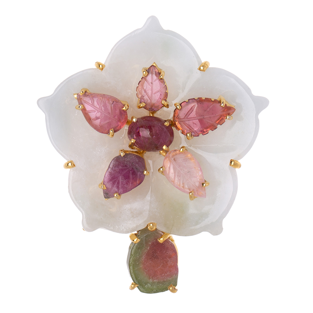 Jade gemstone brooch No. 2