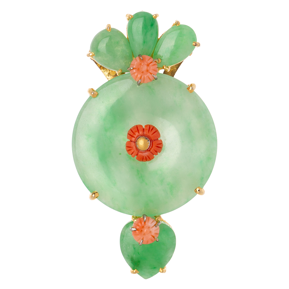 Jade gemstone brooch No. 2