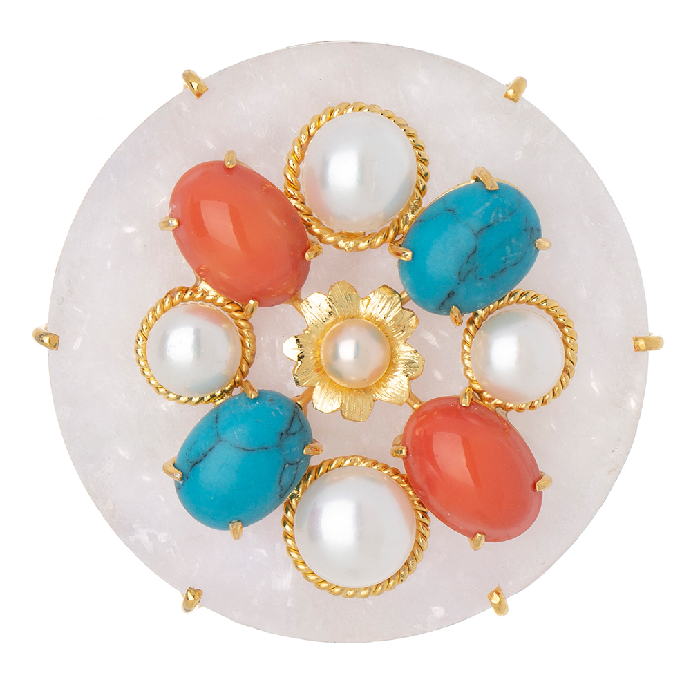 Jade gemstone brooch No. 3