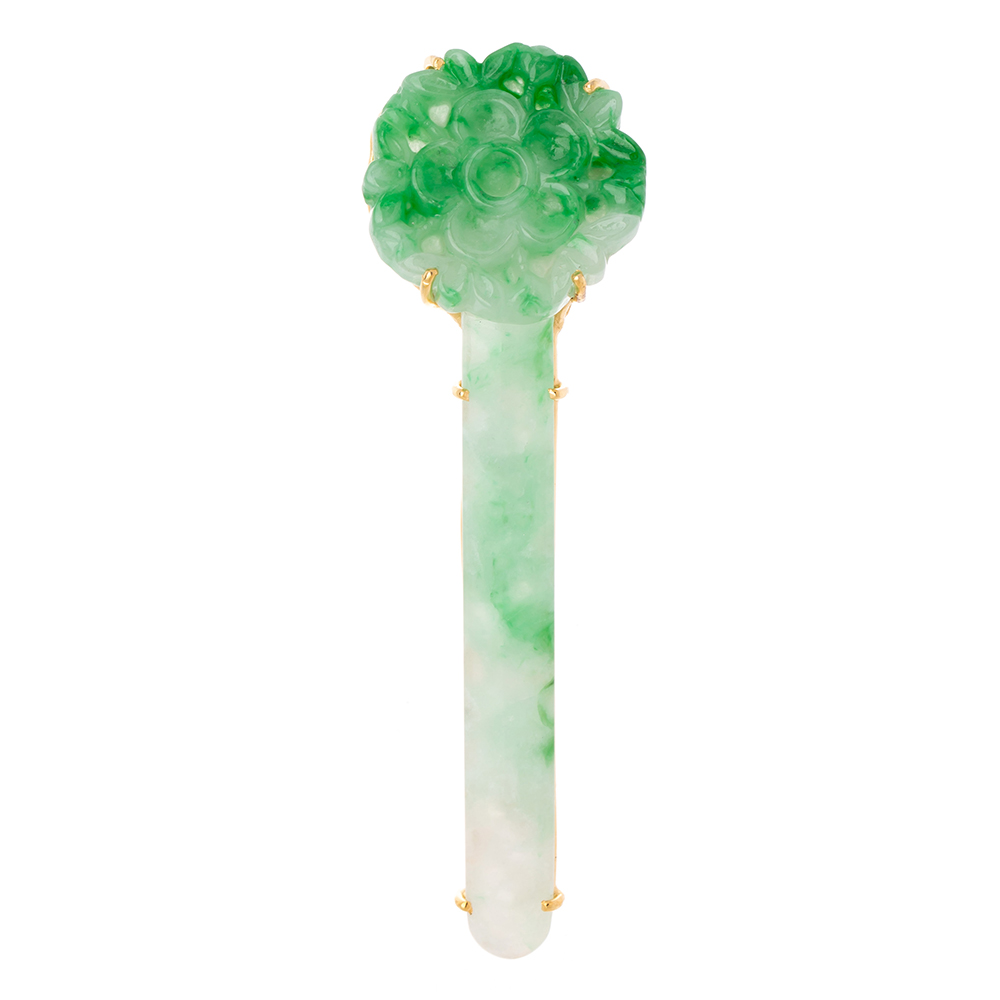 Jade gemstone brooch