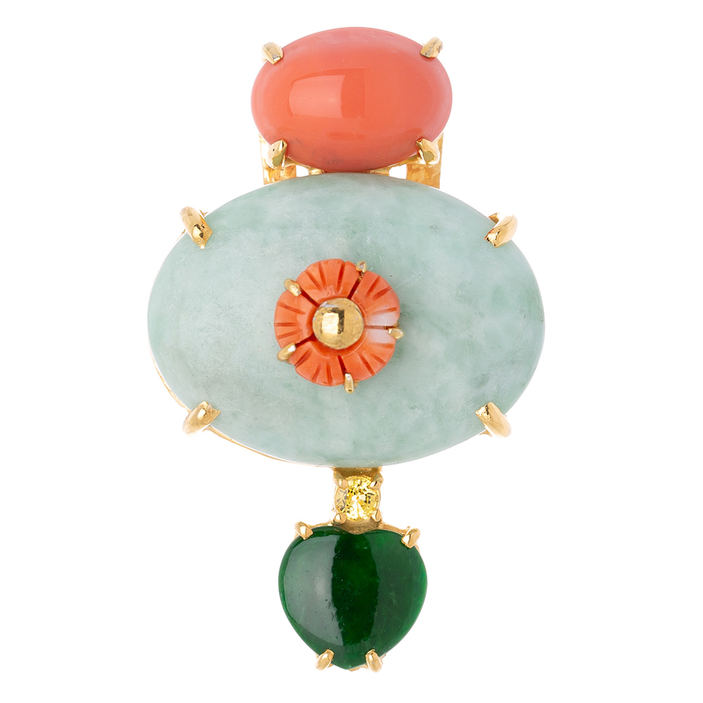Jade gemstone brooch No. 2