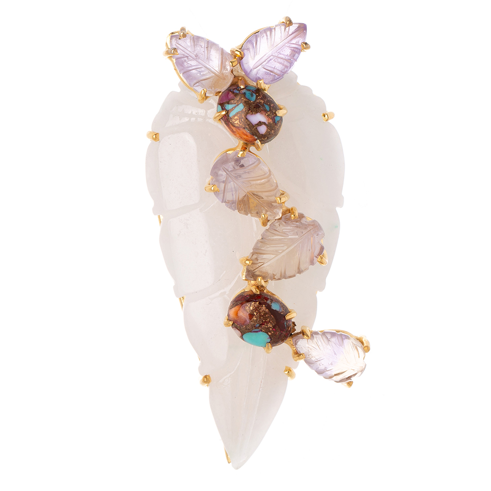 Lavender jade brooch