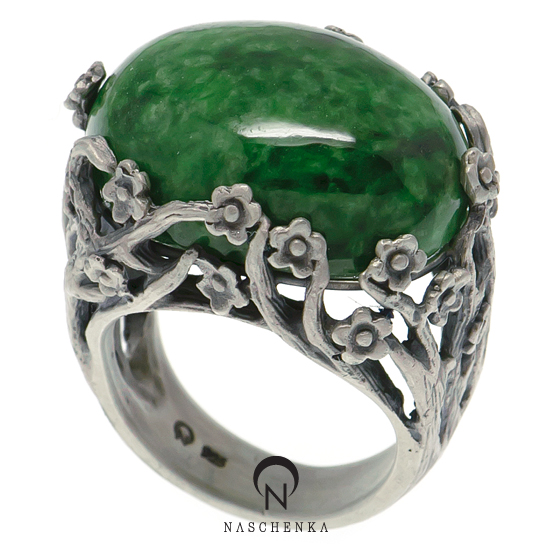 Jade silver ring