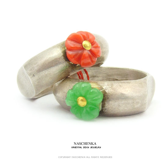 Jade coral garakji rings