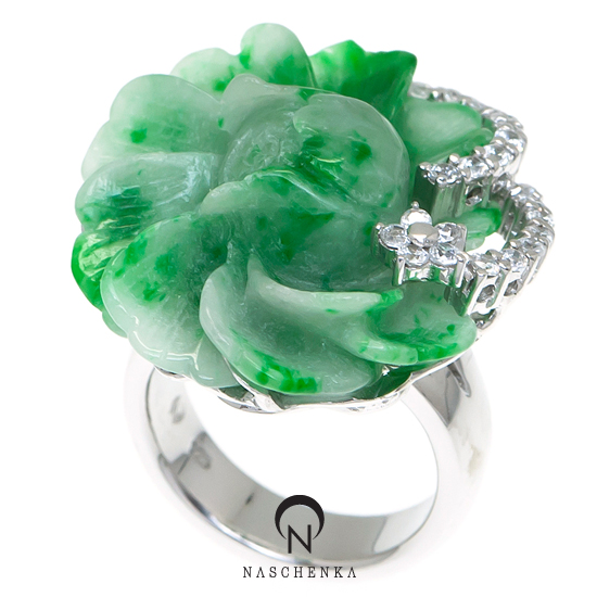 Jade silver ring