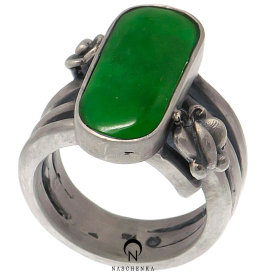 Jade silver ring
