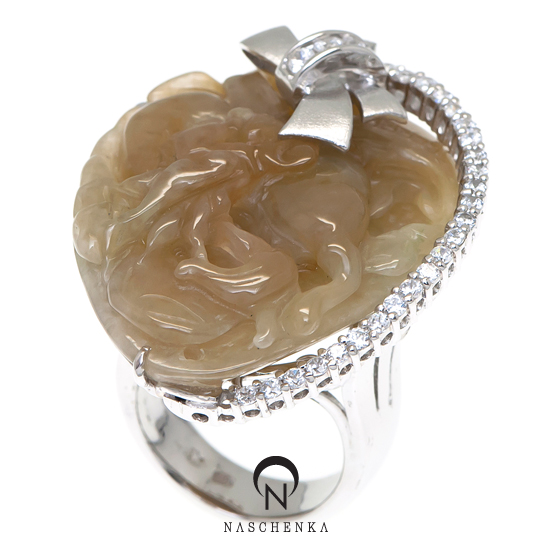 Jade silver ring