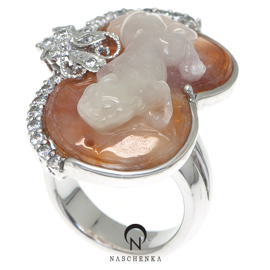 Jade silver ring
