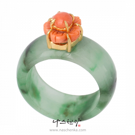 Flower jade coral garakji rings