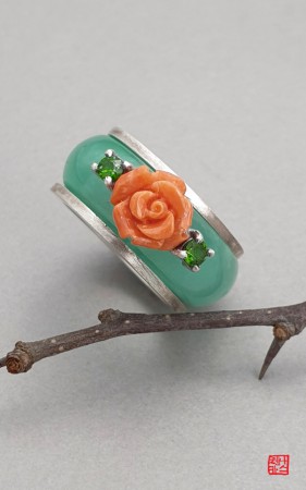 Jade silver ring