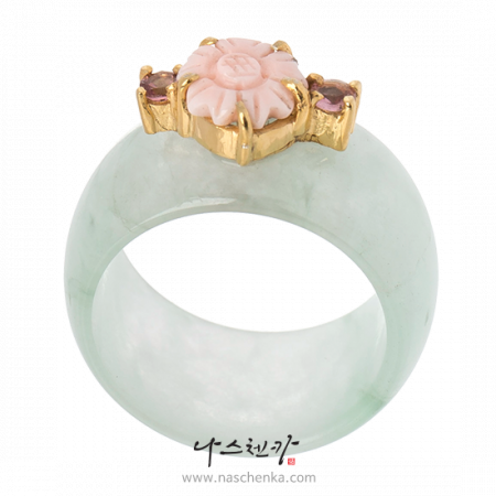 Flower jade coral garakji rings