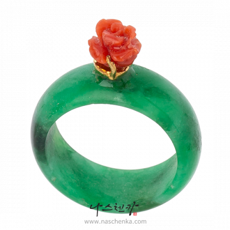 Flower solid jade coral garakji rings No. 9