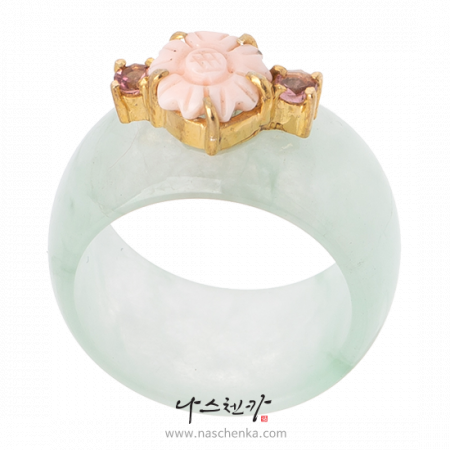 Flower jade coral garakji rings No. 14
