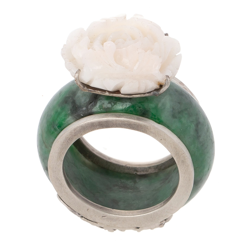 Flower solid jade coral garakji rings No. 25