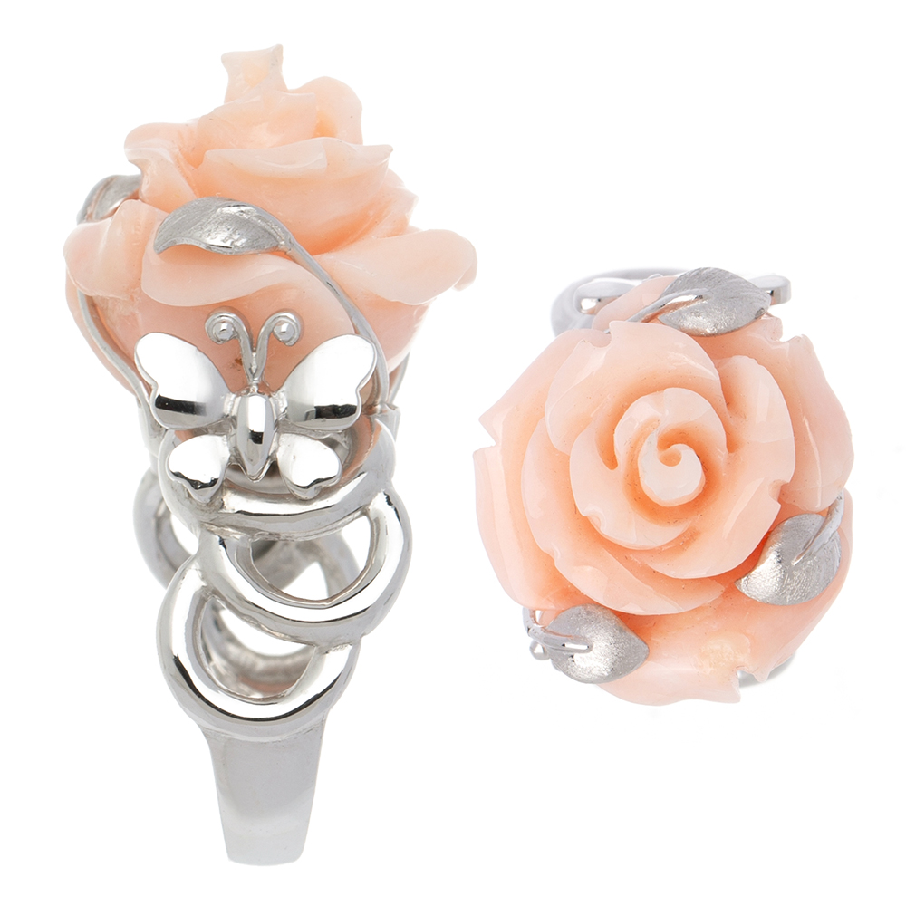 Flower coral gemstone ring No. 2