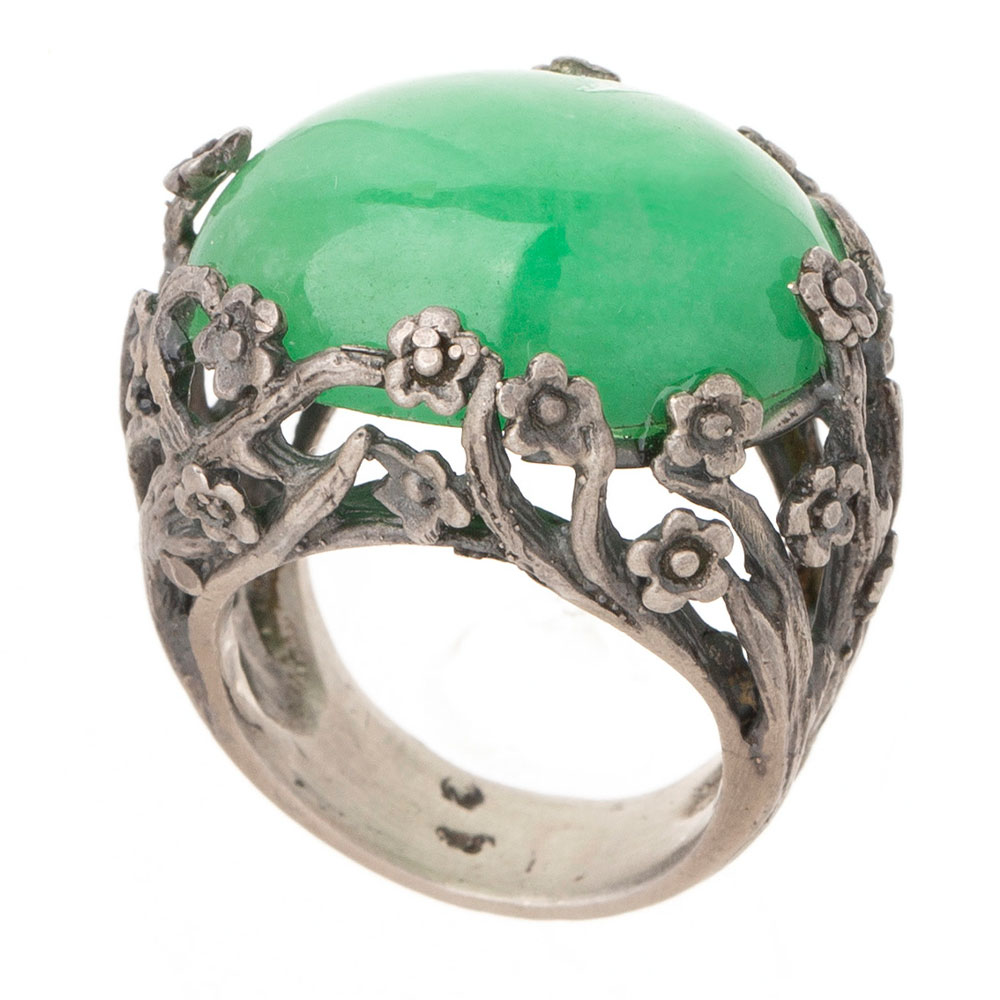 Jade silver ring
