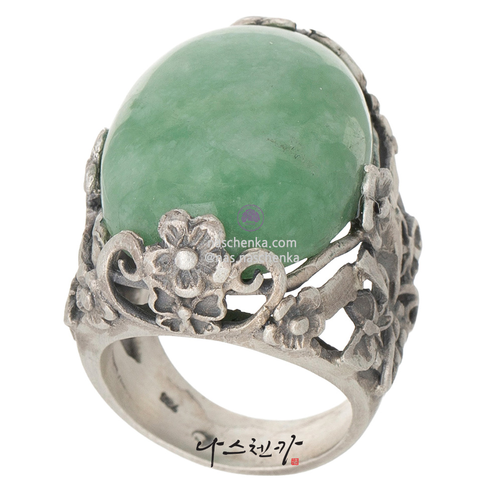 Jade silver ring