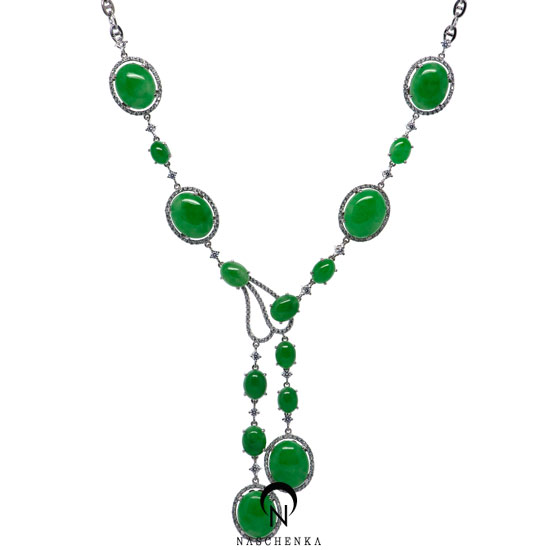 Jade silver necklace