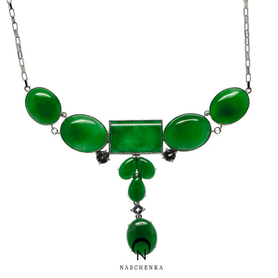 Jade silver necklace