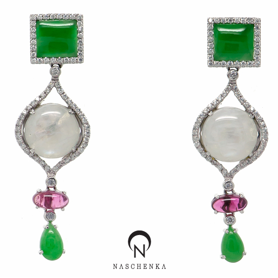 Jade silver earrings