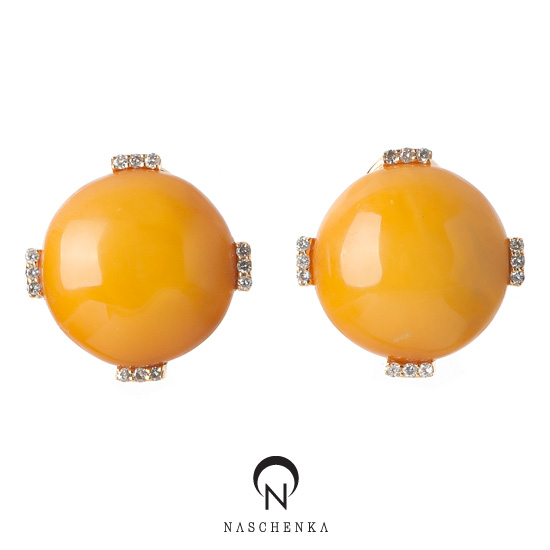 Amber silver earrings