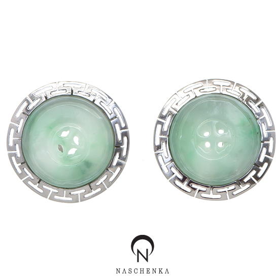 Jade silver earrings