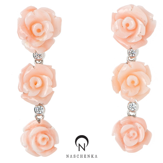 Coral silver earrings