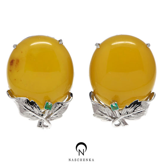 Amber silver earrings
