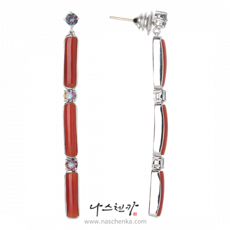 Coral gemstone earrings