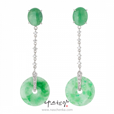 Jade silver earrings