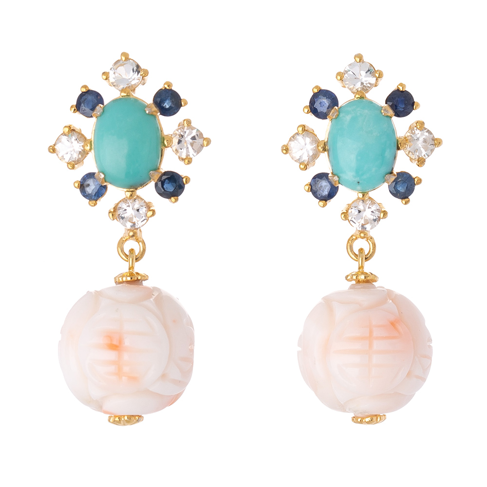 Coral turquoise earrings No. 3