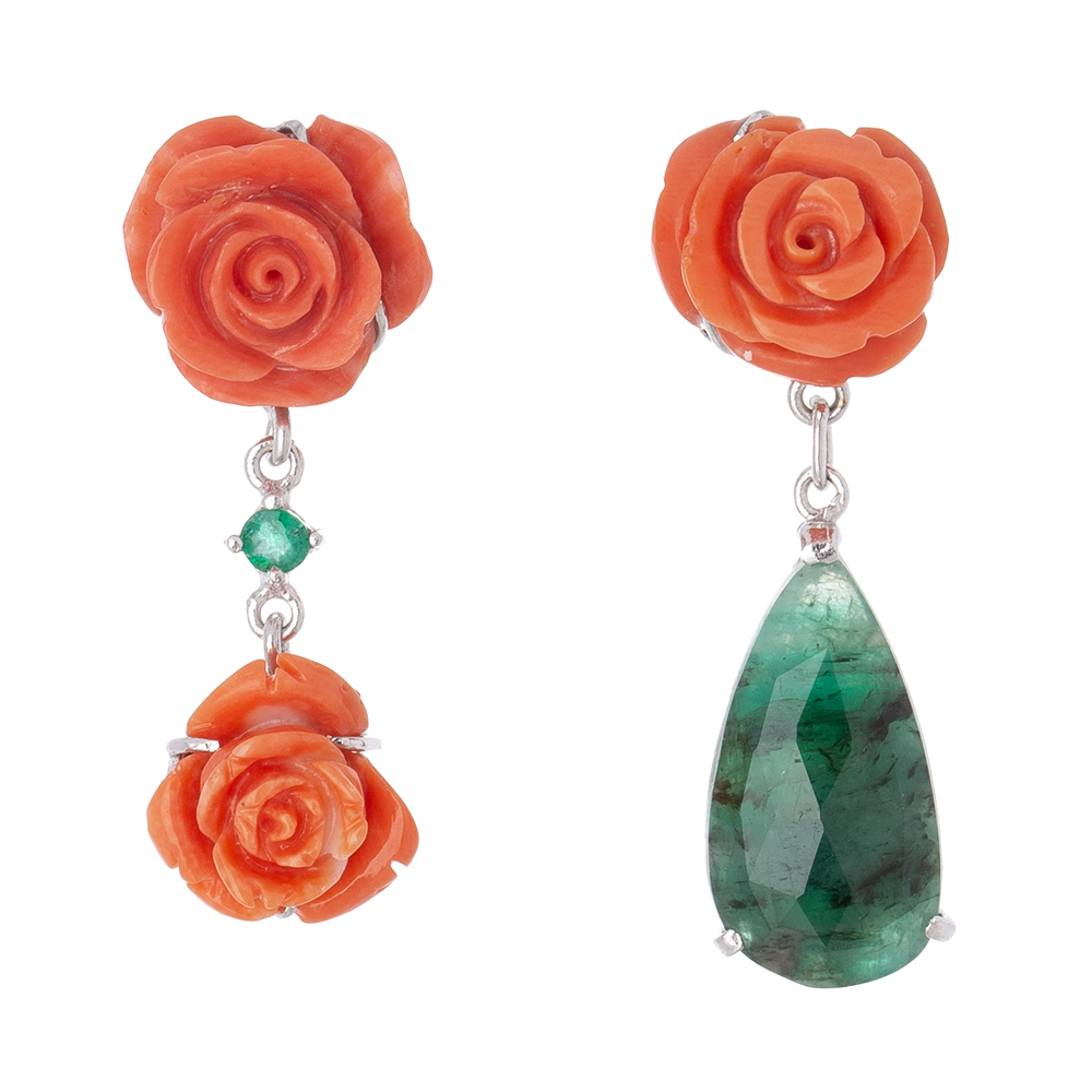 Coral gemstone earrings No. 2