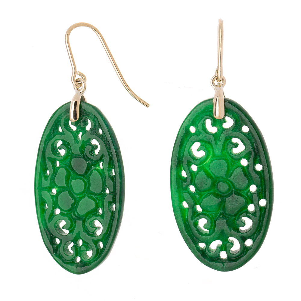 Jade gemstone earrings No. 9