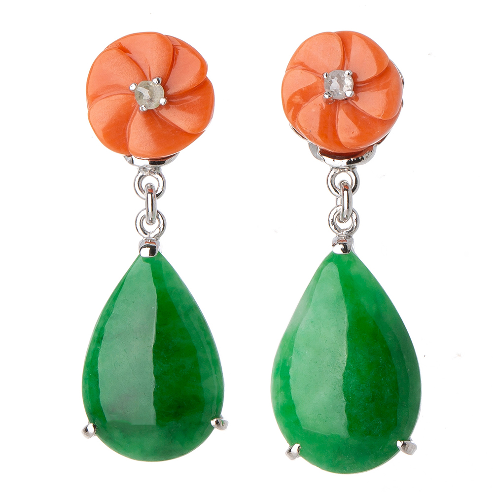 Jade coral earrings