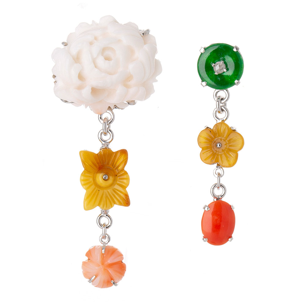 Samjak triple amber jade earrings