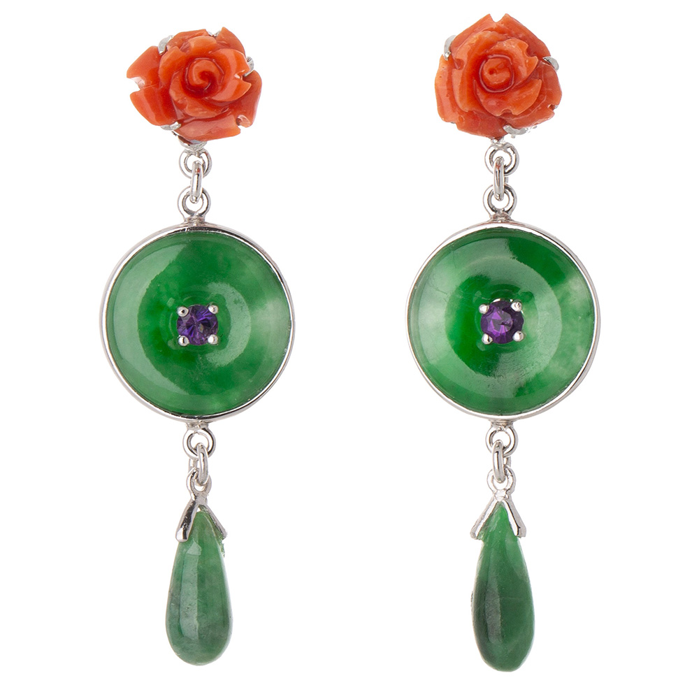 Jade coral earrings