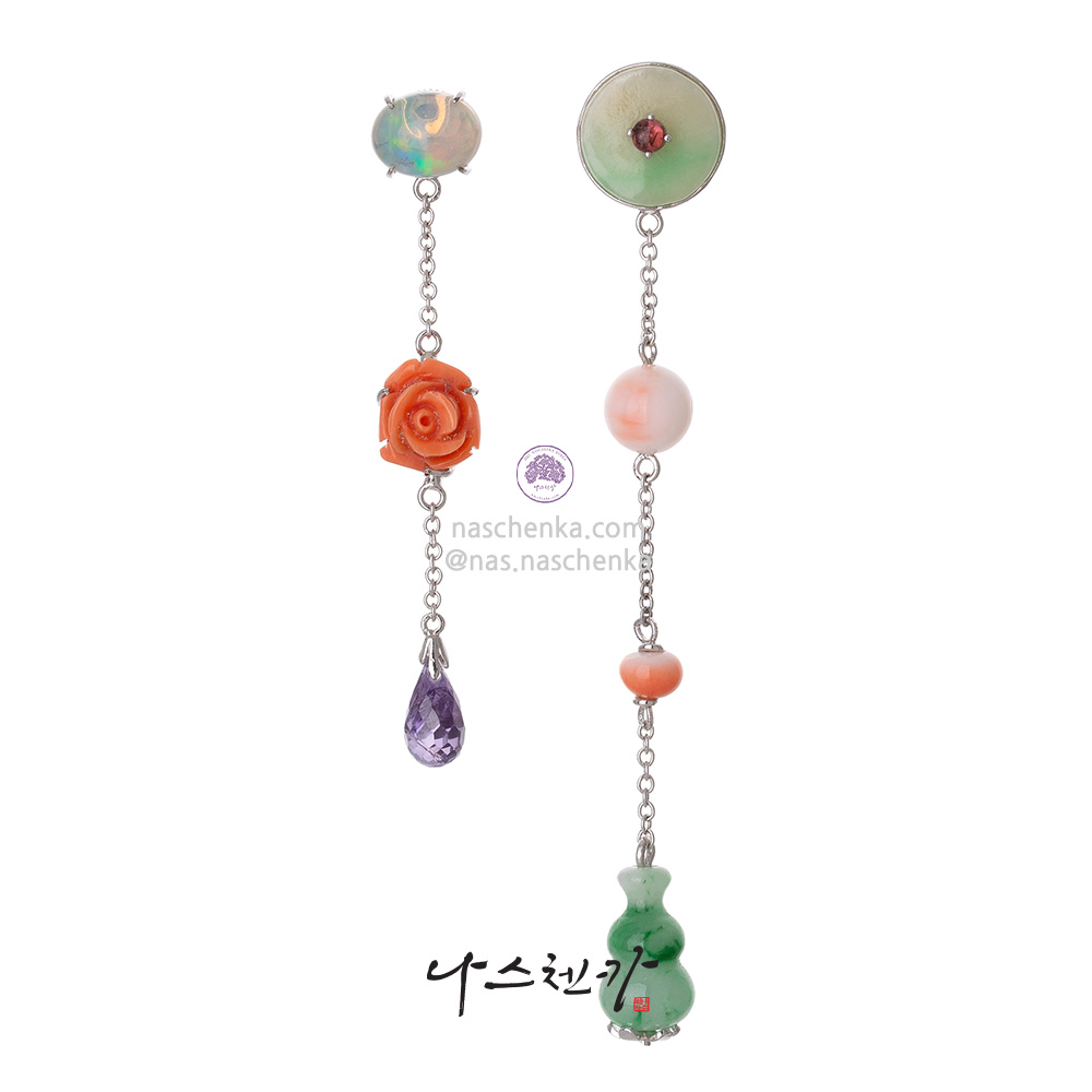 Jade coral earrings