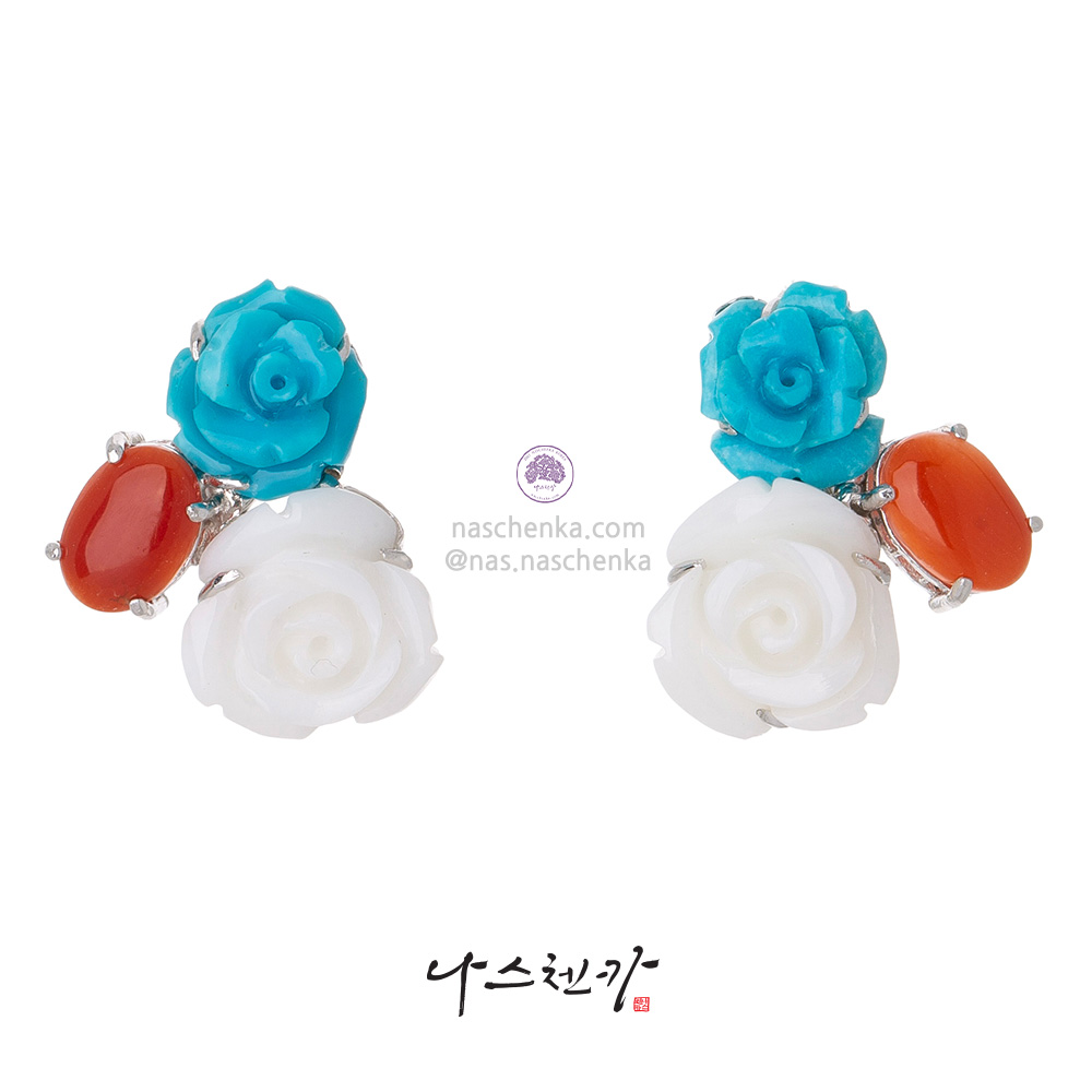 Coral turquoise earrings
