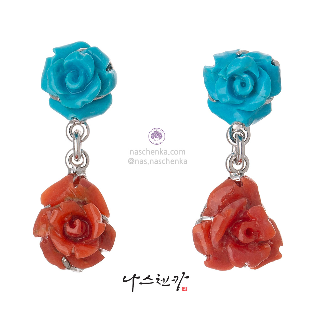 Coral turquoise earrings