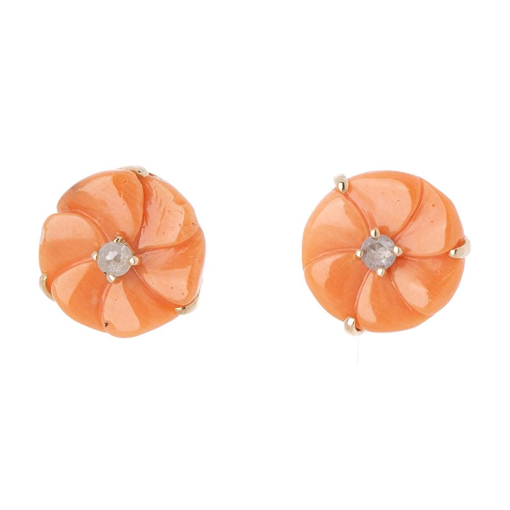 Coral silver earrings