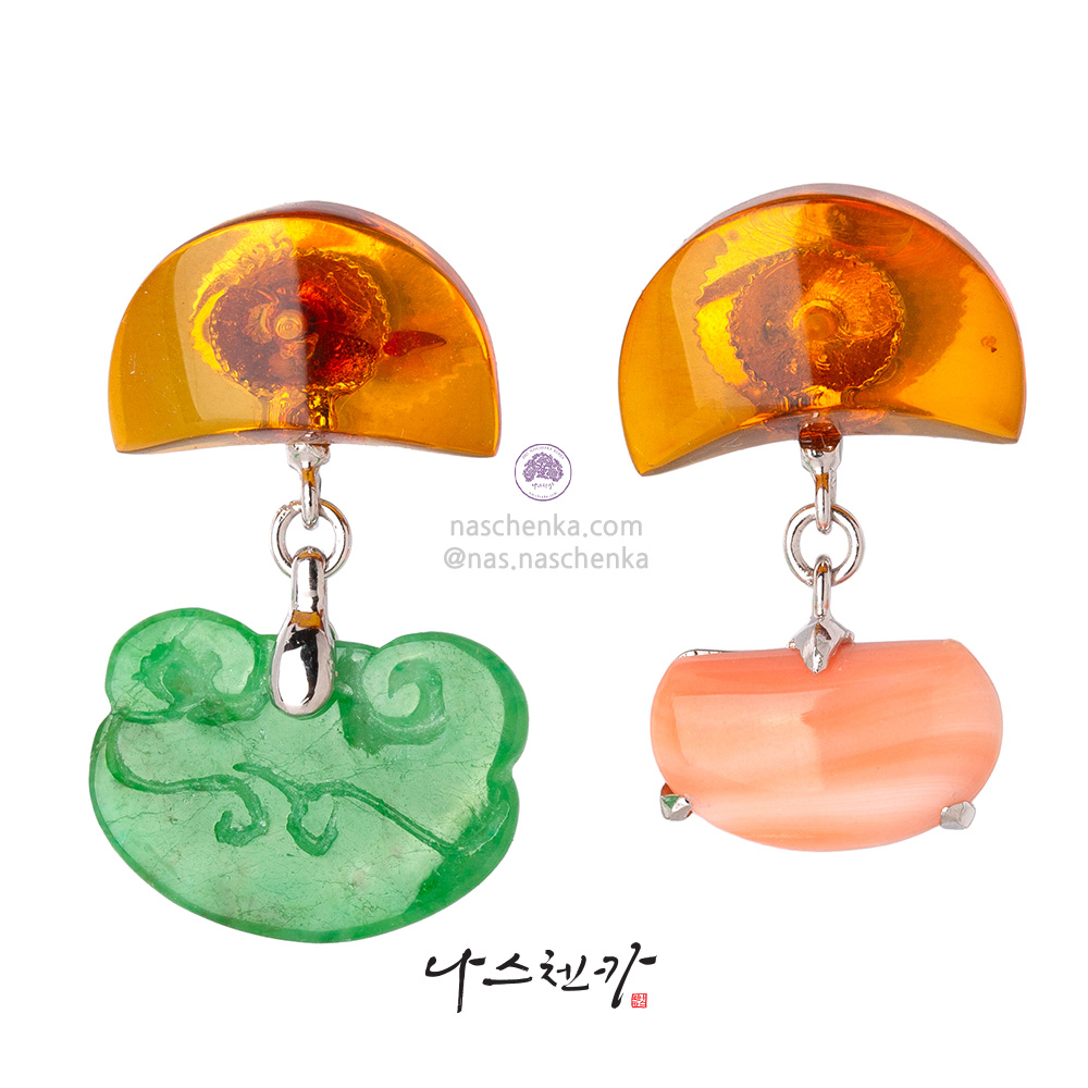 Amber jade earrings