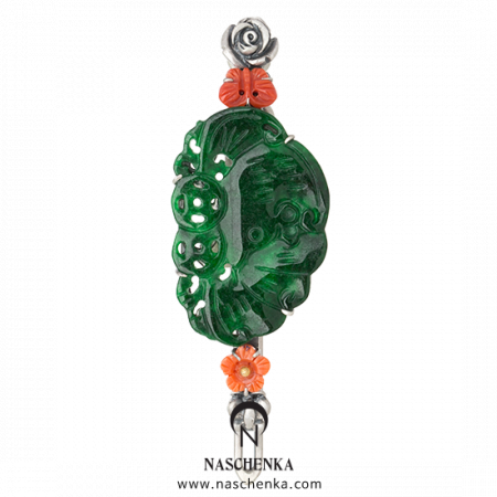 Jade coral hairpin