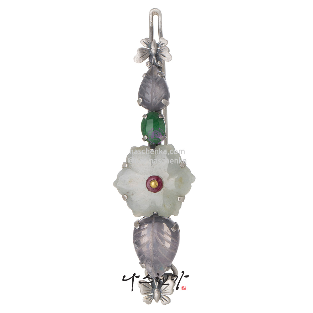 Gemstone silver hairpin