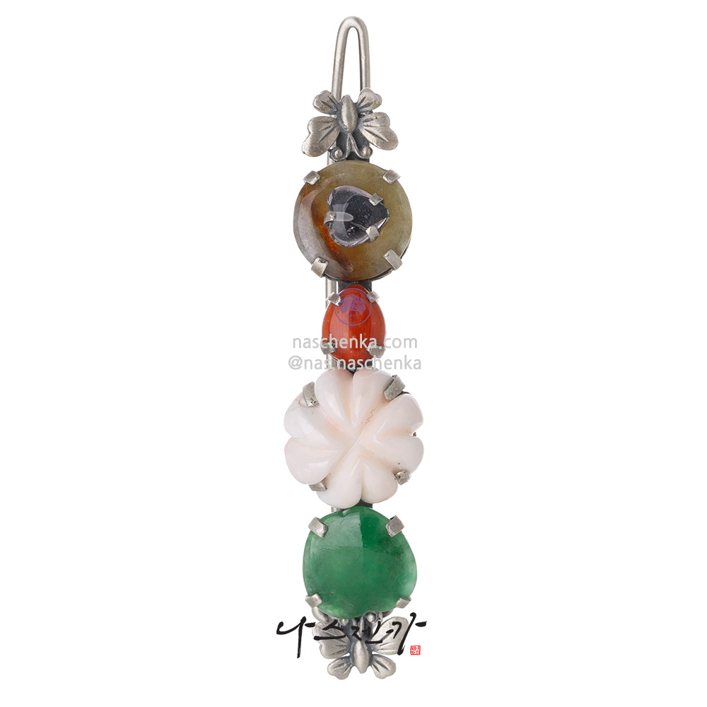 Coral gemstone hairpin