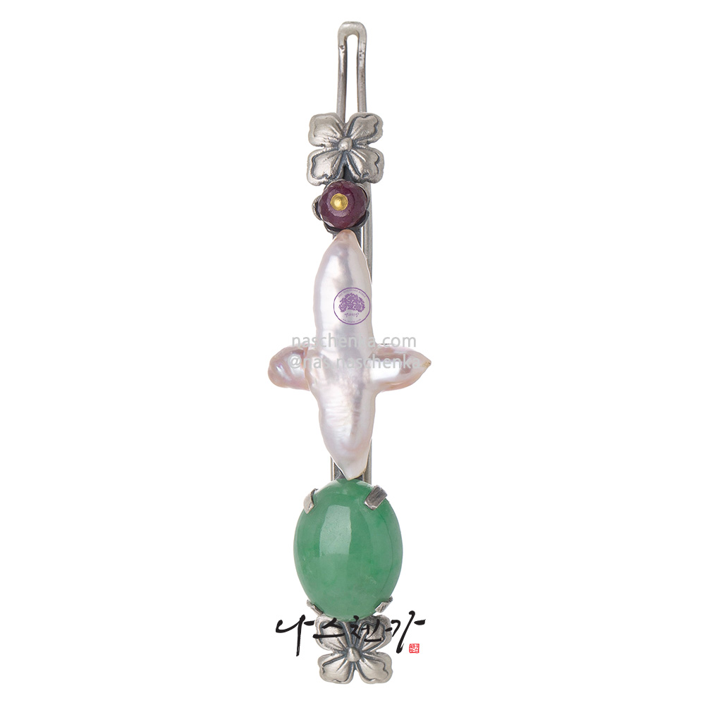 Coral gemstone hairpin
