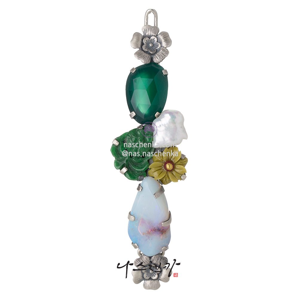 Gemstone silver hairpin